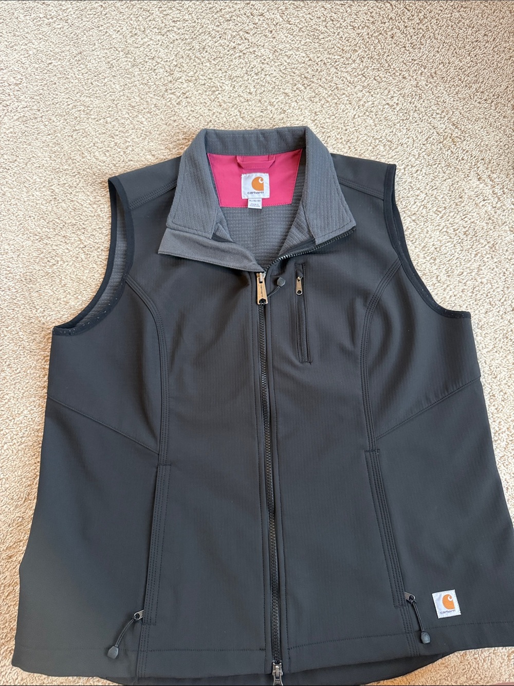 Carhartt Black Softshell Vest with Pink Lining